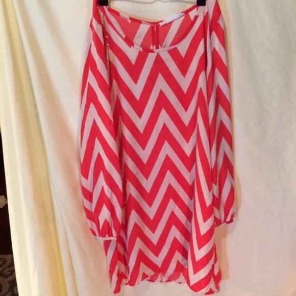 Peaches and Cream Chevron Retro Style Dress - Picture 8 of 8